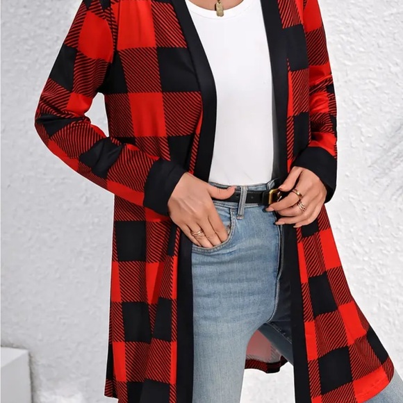Nwt Casual buffalo plaid open cardigan - Picture 3 of 7